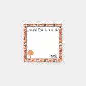 Name, Autumn Fall Plaid Leaves Blessed Post-it® Notes (Voorkant)
