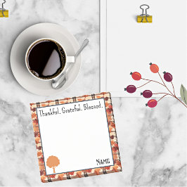 Name, Autumn Fall Plaid Leaves Blessed Post-it® Notes