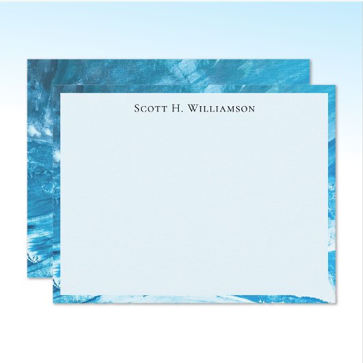 Name || Azure Blue Abstract Painting Frame Notitiekaartje