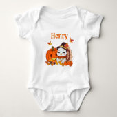 Name Baby Turkey And Pumpkin Thanksgiving  Romper (Voorkant)