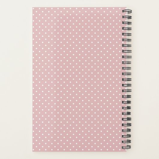 Name, Blush Pink Trellis & Polka Dot Spiral Planner (Achterkant)