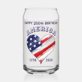 Name || Bold Flag Heart Happy Birthday America Blikvorm Glas (Voorkant)