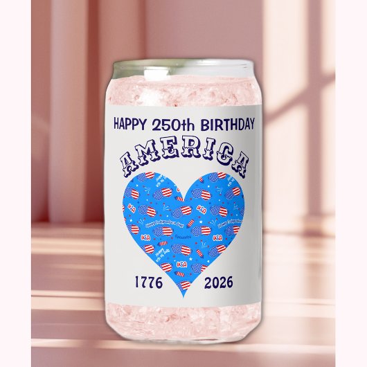 Name || Bright Blue Heart Happy Birthday America Blikvorm Glas