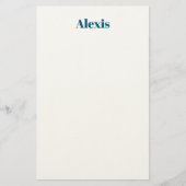 Name Calligraphy Script Plain Simple White Blue Briefpapier (Voorkant)