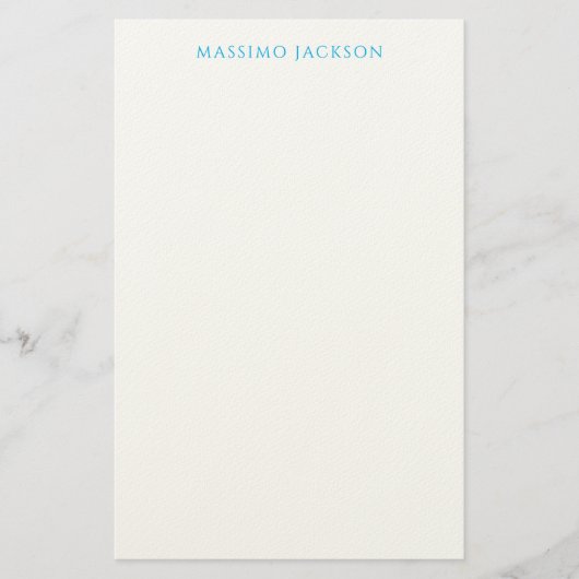 Name Calligraphy Script Plain Simple White Blue Briefpapier (Voorkant)