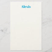 Name Calligraphy Script Plain Simple White Blue Briefpapier (Voorkant)