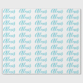 Name Calligraphy Script Plain Simple White Blue Cadeaupapier (Vlak)
