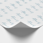 Name Calligraphy Script Plain Simple White Blue Cadeaupapier (Hoek)