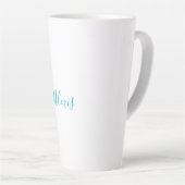 Name Calligraphy Script Plain Simple White Blue Latte Mok (Rechterhoek)
