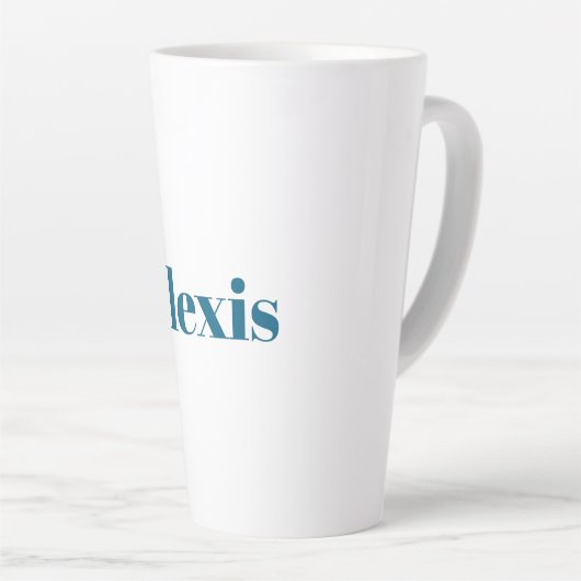 Name Calligraphy Script Plain Simple White Blue Latte Mok (Rechterhoek)