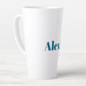 Name Calligraphy Script Plain Simple White Blue Latte Mok (Linkerhoek)