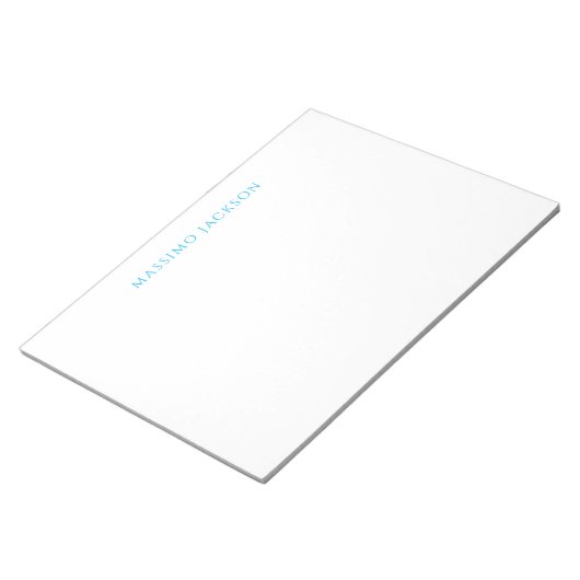 Name Calligraphy Script Plain Simple White Blue Notitieblok (Schuin)