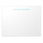 Name Calligraphy Script Plain Simple White Blue Notitieblok (Voorkant)
