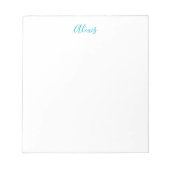 Name Calligraphy Script Plain Simple White Blue Notitieblok (Voorkant)