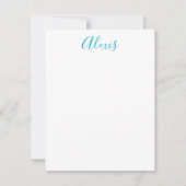 Name Calligraphy Script Plain Simple White Blue Notitiekaartje (Voorkant)