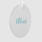 Name Calligraphy Script Plain Simple White Blue Ornament (voorkant)