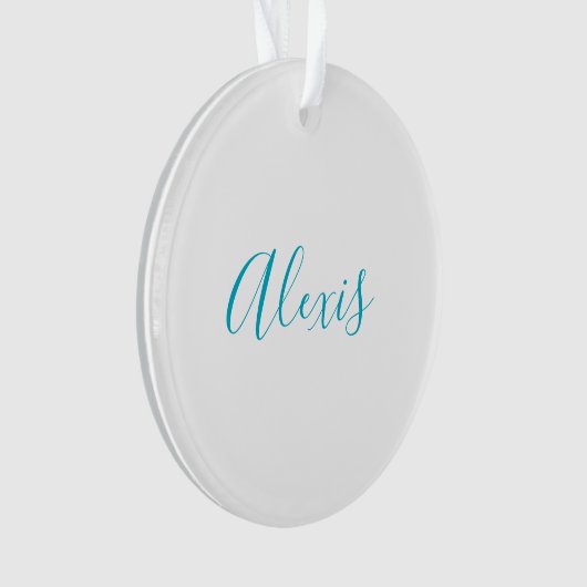 Name Calligraphy Script Plain Simple White Blue Ornament (voorkant)