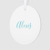 Name Calligraphy Script Plain Simple White Blue Ornament (voorkant)