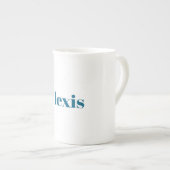 Name Calligraphy Script Plain Simple White Blue Porselein Kop (Voorkant rechts)