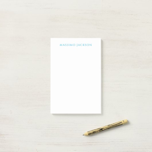 Name Calligraphy Script Plain Simple White Blue Post-it® Notes (Op bureau)