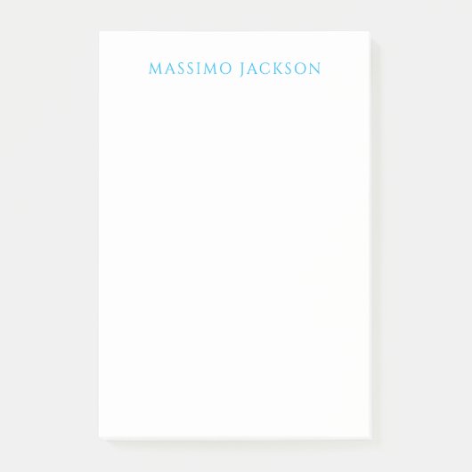 Name Calligraphy Script Plain Simple White Blue Post-it® Notes (Voorkant)