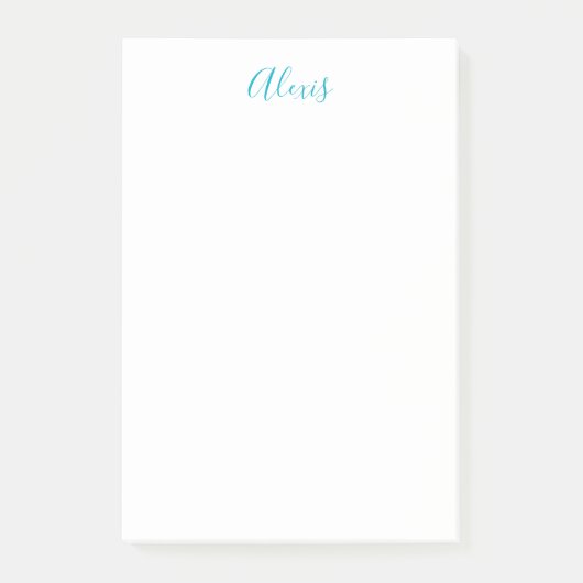 Name Calligraphy Script Plain Simple White Blue Post-it® Notes (Voorkant)