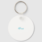 Name Calligraphy Script Plain Simple White Blue Sleutelhanger (Voorkant)