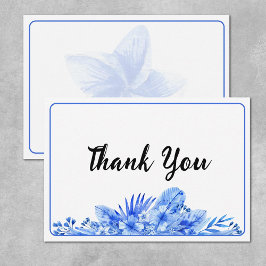 Name, Cobalt Blue Thank You Flat Note Card Notitiekaartje