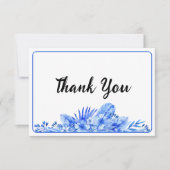 Name, Cobalt Blue Thank You Flat Note Card Notitiekaartje (Voorkant)