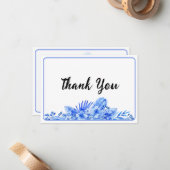 Name, Cobalt Blue Thank You Flat Note Card Notitiekaartje (Voorkant / Achterkant in situ)