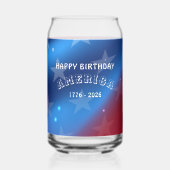 Name || Colorful Happy Birthday America Blikvorm Glas (Voorkant)