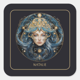 Name Cosmic Virgin Zodiac Symbol Black Gold Virgo Vierkante Sticker