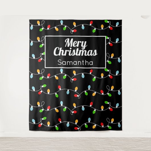 Name Custom Monogram Christmas Lights Wandkleed (Voorkant)