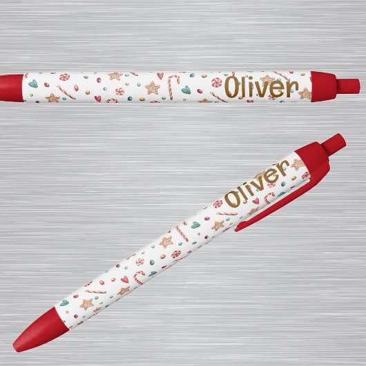 Name || Cute Holiday Cookies and Candy Pattern Ink Blauwe Inkt Pen
