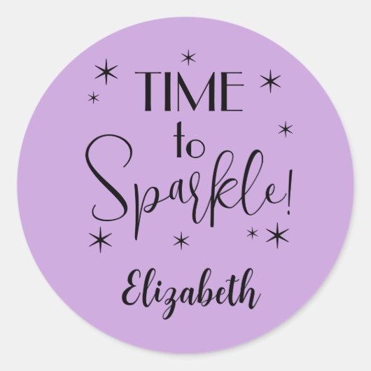 Name || Cute Lavender Time to Sparkle 1.25-in Ronde Sticker (Voorkant)