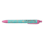 Name || Cute Turquoise Holiday Candy Pattern Ink Blauwe Inkt Pen (Bodem)