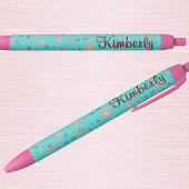 Name || Cute Turquoise Holiday Candy Pattern Ink Blauwe Inkt Pen