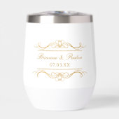 Name & Date Modern Elegant Gold Swirl Wedding (Voorkant)