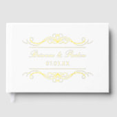 Name & Date Modern Elegant Gold Swirl Wedding Gastenboek (Voorkant)
