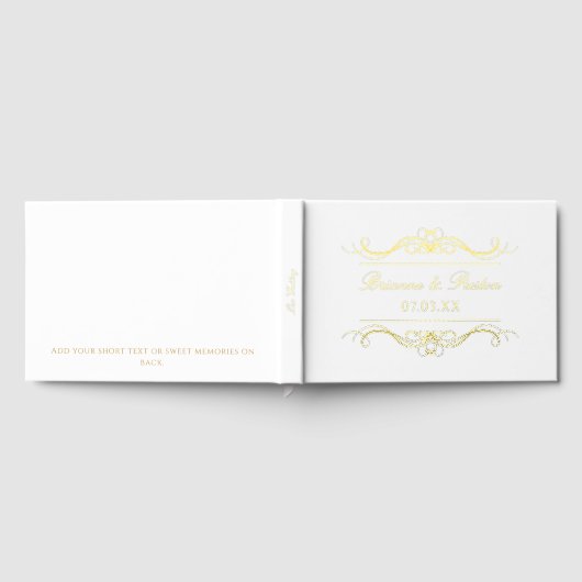 Name & Date Modern Elegant Gold Swirl Wedding Gastenboek (Volledig)