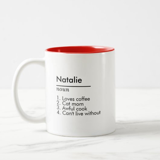 Name Definition Custom Gift for her Personalized Tweekleurige Koffiemok (Links)