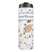Name, Earth Tones Mosaic Terrazzo Pattern 16oz Thermosbeker (Voorkant)