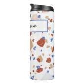 Name, Earth Tones Mosaic Terrazzo Pattern 16oz Thermosbeker (Geroteerd rechts)