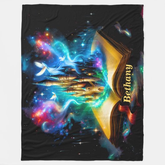 Name, Fantasy Book Castle Fleece Deken (Voorkant)