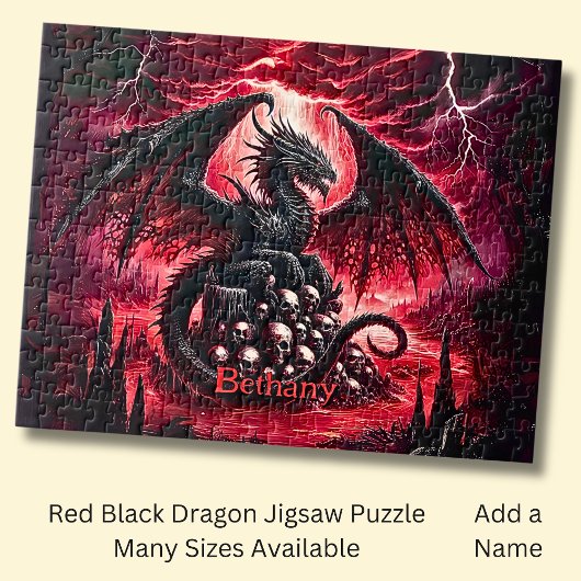 Name, Fantasy Fire Dragon with Skulls Legpuzzel