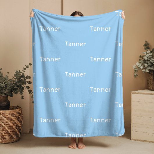 Name Fleece Blanket Blue Custom Baby Boy Gifts Deken