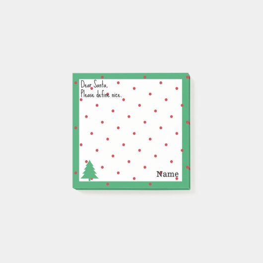 Name, Funny Dear Santa Red Polka Dots Post-it® Notes (Voorkant)