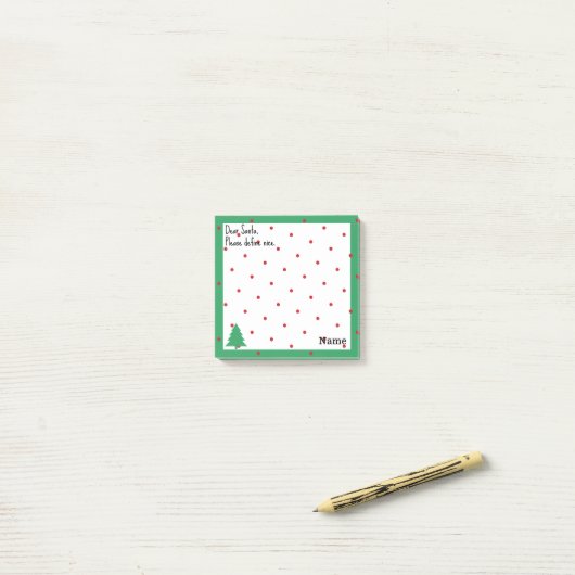Name, Funny Dear Santa Red Polka Dots Post-it® Notes (Op bureau)