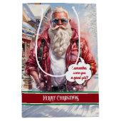 Name Gift Bags Funny Santa Claus Holiday Style Medium Cadeauzakje (Voorkant)