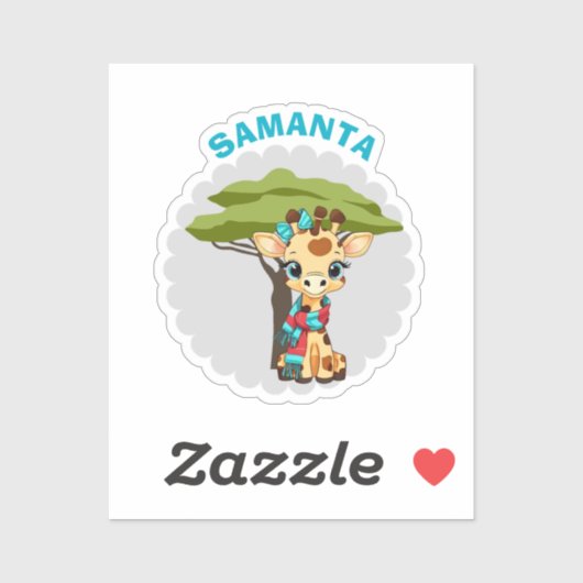 "Name" Giraffe in the Savanna Sticker Sheet (Vel)